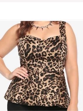 torrid Black Tank with Brown Leopard Accent